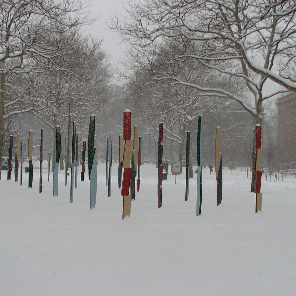hank de ricco's rows of columns sculpture at pratt, 2008, zero