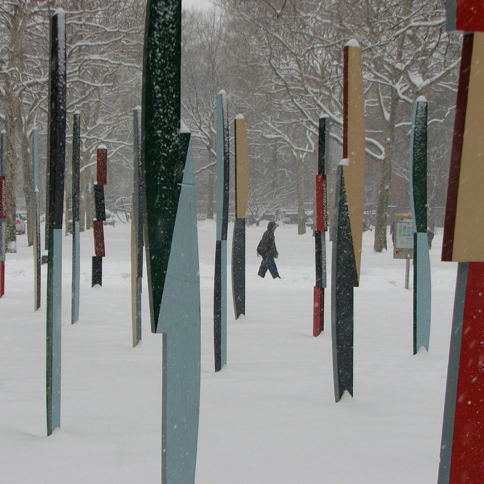 hank de ricco's rows of columns sculpture at pratt, 2008, eleven b