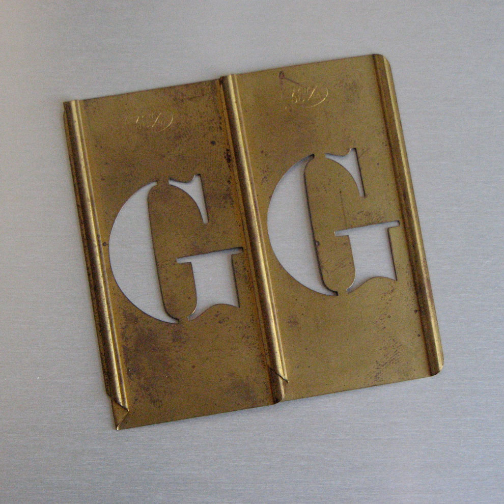 g&g: brass letter form writing templates