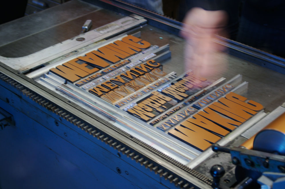 making meaning in copper tone ink on the letter press, november 5, 2009
